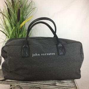 John Varvatos Gray & Black Canvas Weekend Zip Top Tote Bag